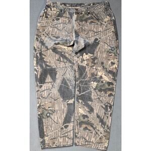 Vintage Wrangler Mens Camo Pants 35x30 Breakup Camouflage Hunting Double Knee